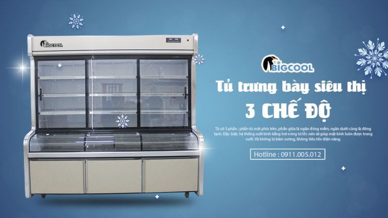 Tủ trưng bày siêu thị 3 chế độ sưởi kính 2m R3C-2000F