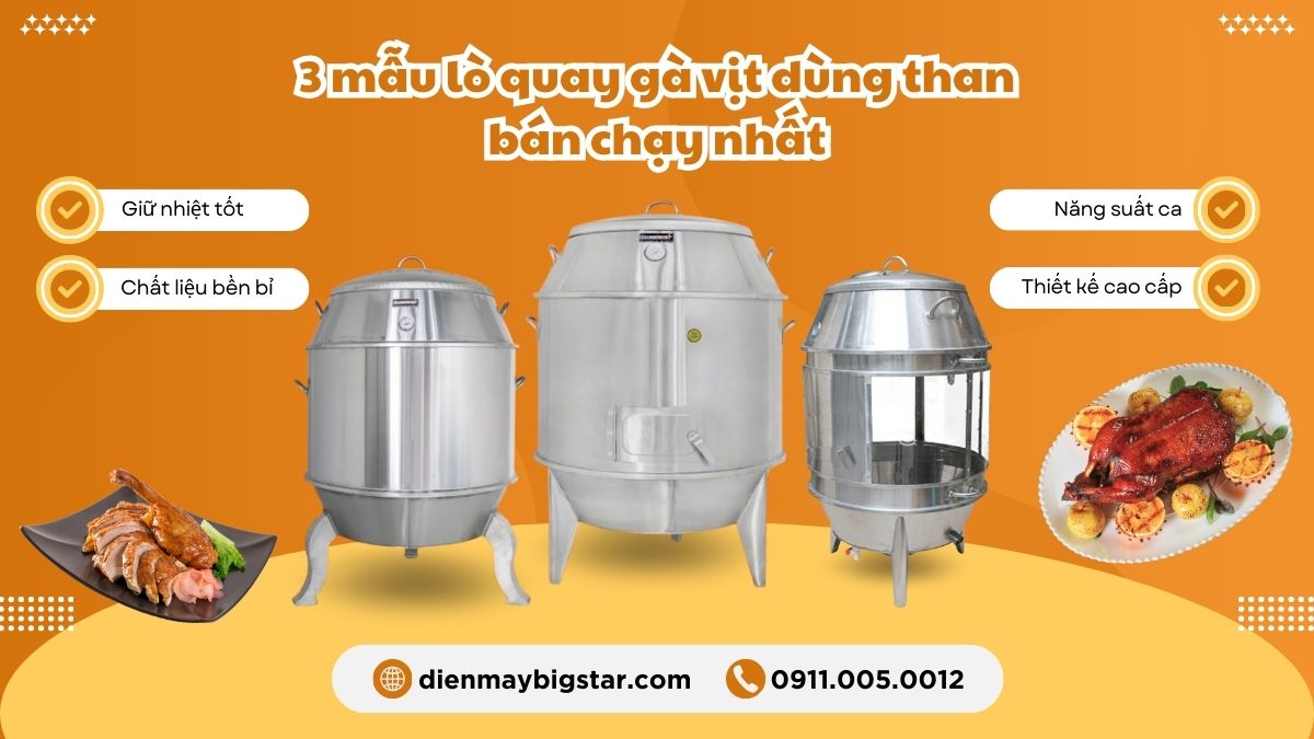 lò quay gà vịt dùng than